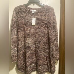 CJ Banks Maroon and Cream Sweater